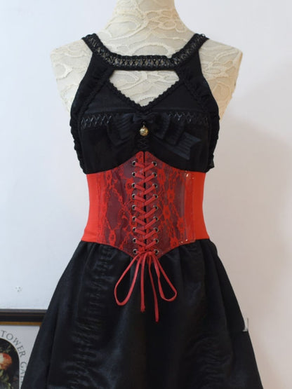 Gothic Red Lace-up Detail Corset Belt