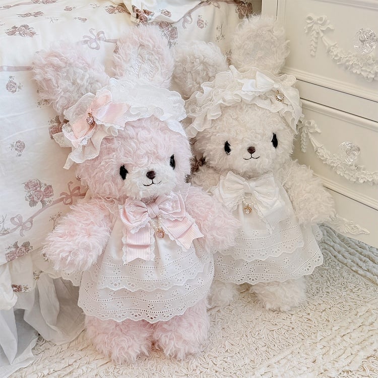 Sweet White Bunny Bag for Lolita - Multi-Way Wear with Interchangeable Outfits & Bows