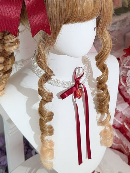 White Strawberry Pendant Beaded Necklace