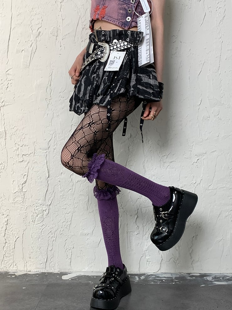 Black Y2K Hollow-out Design Tights