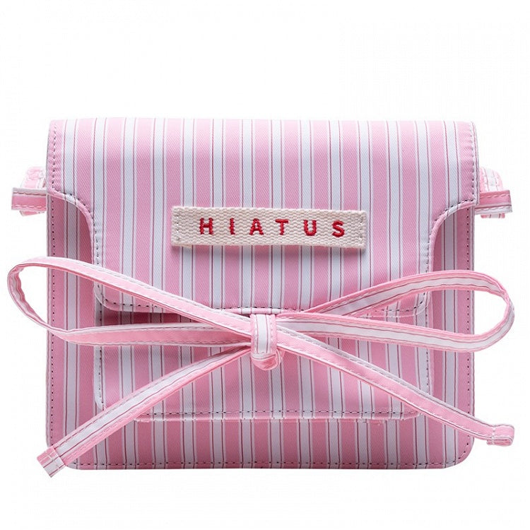Charming Pink Striped Bow Crossbody Bag