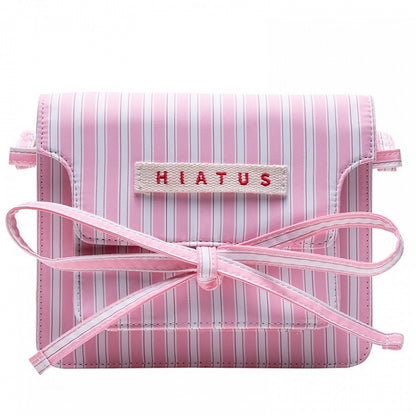 Charming Pink Striped Bow Crossbody Bag