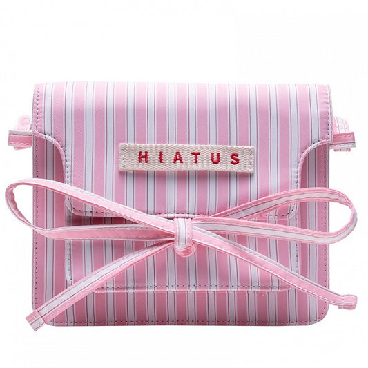 Charming Pink Striped Bow Crossbody Bag