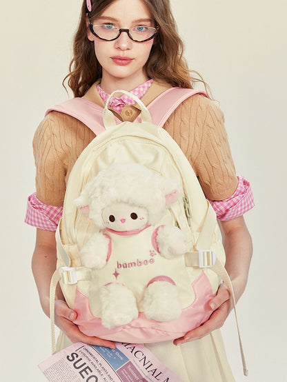 White&Pink Cut-out Design Backpack