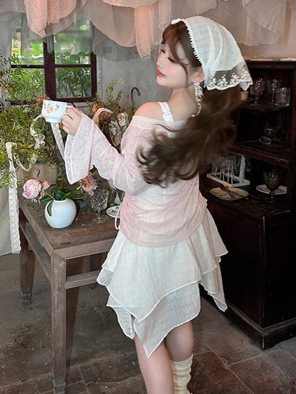 Plus Size White Handkerchief Hem Tiered Skirt