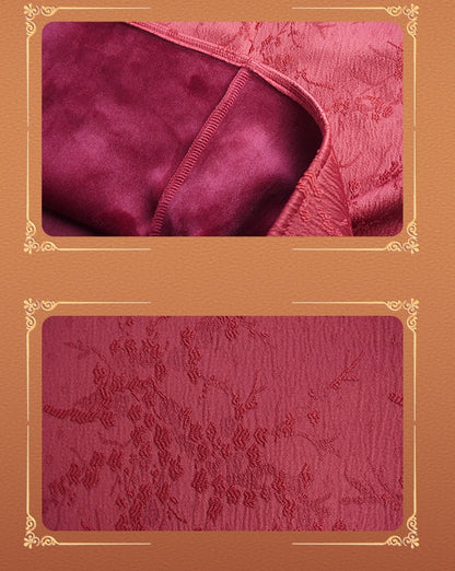 Plus Size Red Dragon Embroidery New Year Qipao with Plush Cuffs