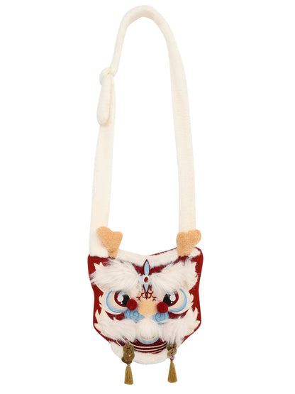 White and Red Dragon Crossbody Tassels Decorated