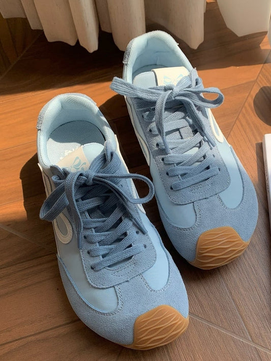 Blue Bowknot Design Front Lace-up Ties Sneakers