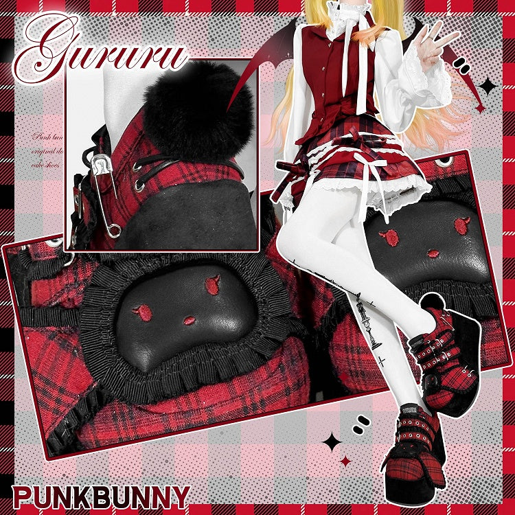 Punk Bunny Red Plaid Y2K Platforms