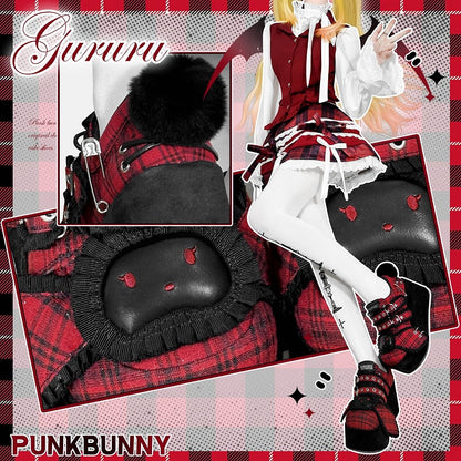 Punk Bunny Red Plaid Y2K Platforms