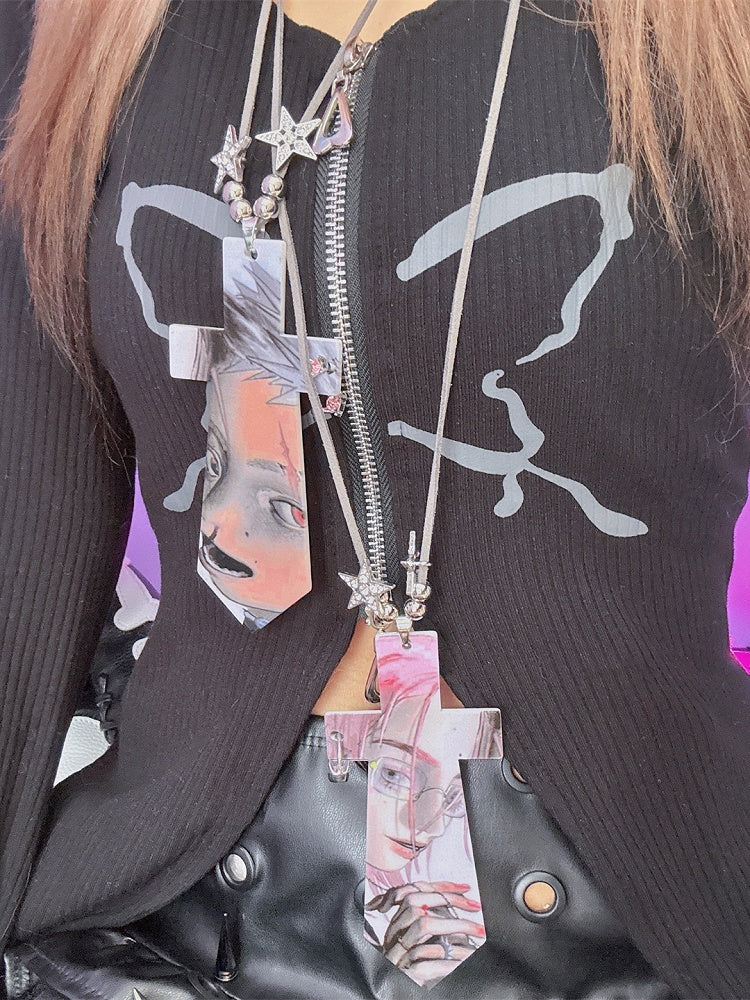 Colorful Y2K Cartoon Print Neck Tie Necklace