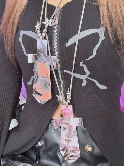 Colorful Y2K Cartoon Print Neck Tie Necklace