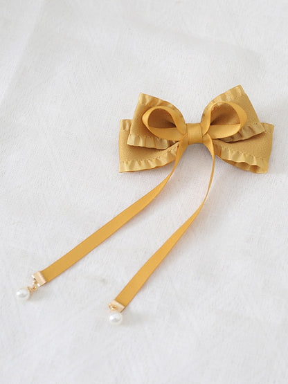 8 Colors Cute Bowknot Ribbon Hairclip with Bead Decorations