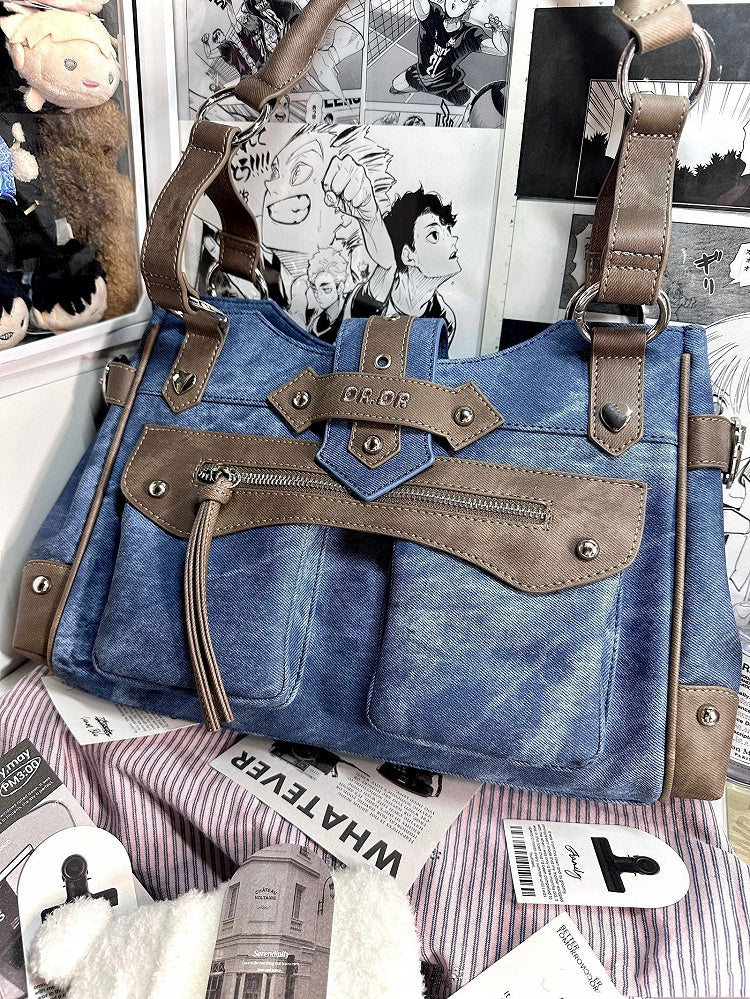 Denim Blue Motorcycle Ita Shoulder Bag