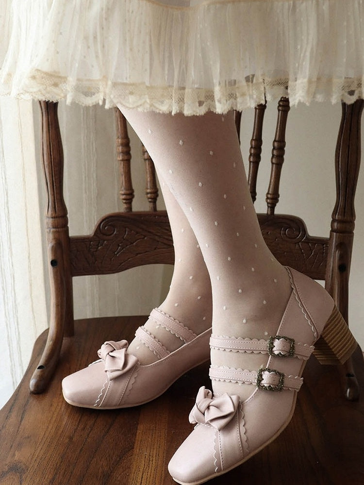 Pink Bow at Top Sweet Lolita Shoes