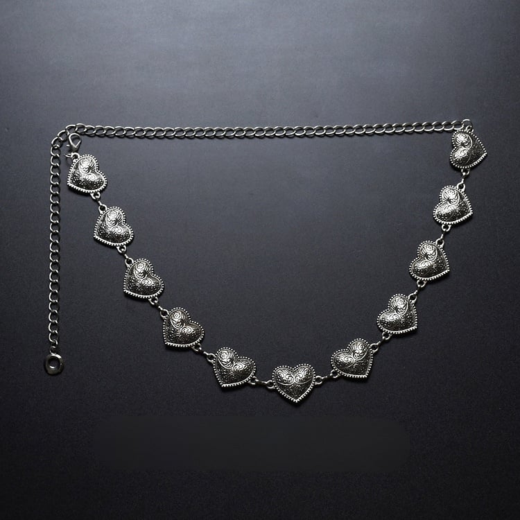 Silver/Bronze Y2K Heart Waist Chain