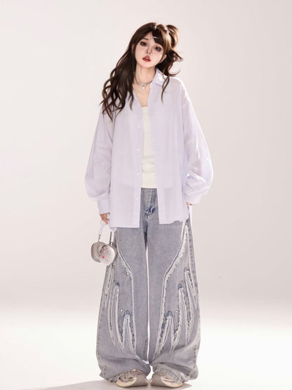 White Angel Wings Design Back Tank Top Adjustable Shoulder Straps