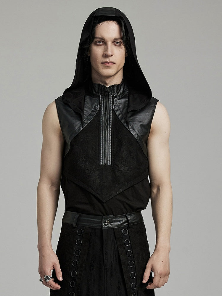 Black Punk Hooded Tank Top
