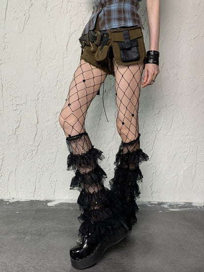 Black Y2K Rhinestone Cut-out Design Tights