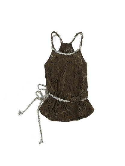 Hemp Rope Design Brown Loose Cami Top