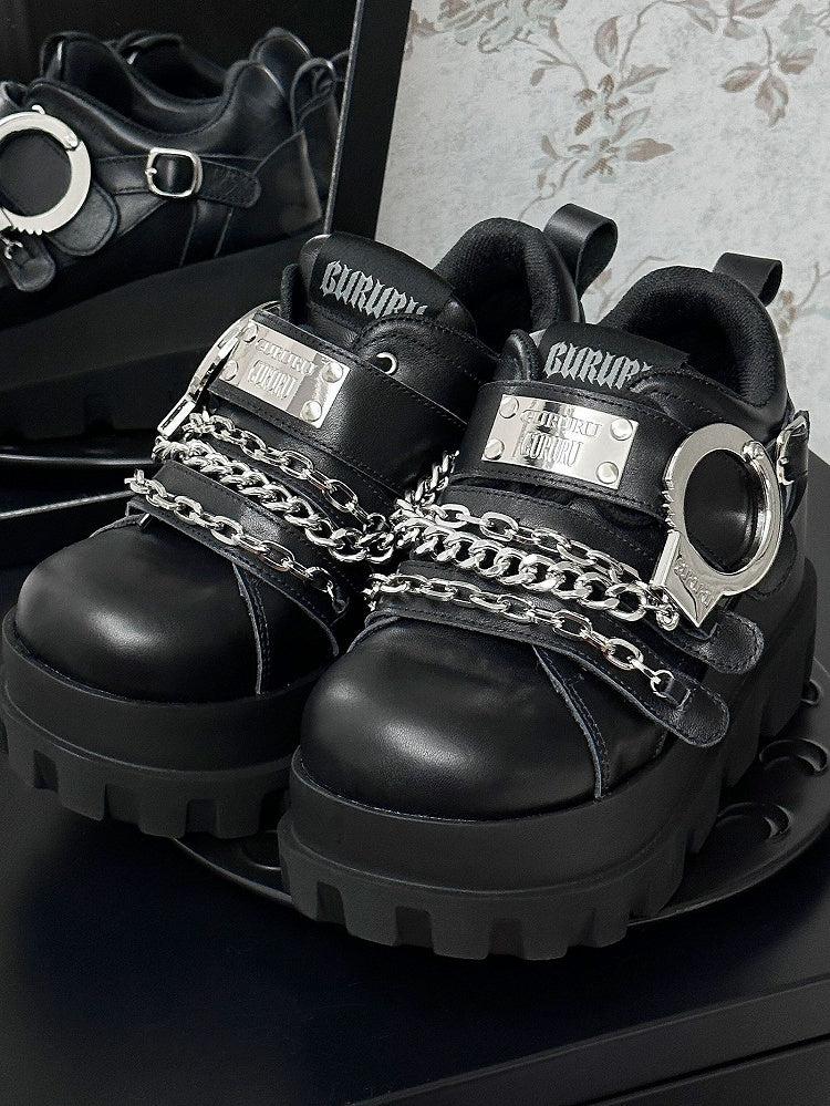 Y2K Handcuffs Design Detachable Chains Black Punk Platforms