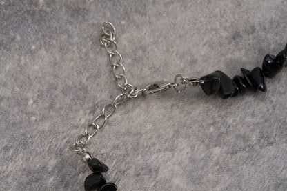 Purple Demon Eye Pendant Gothic Black Crushed Stone Necklace