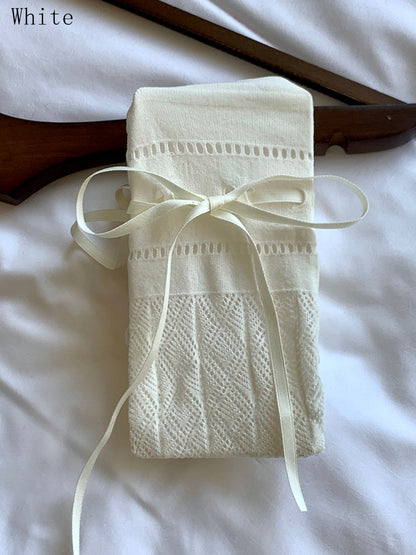 6 Color Options Self-tie Strap Diamond Pattern Over-knee Stockings