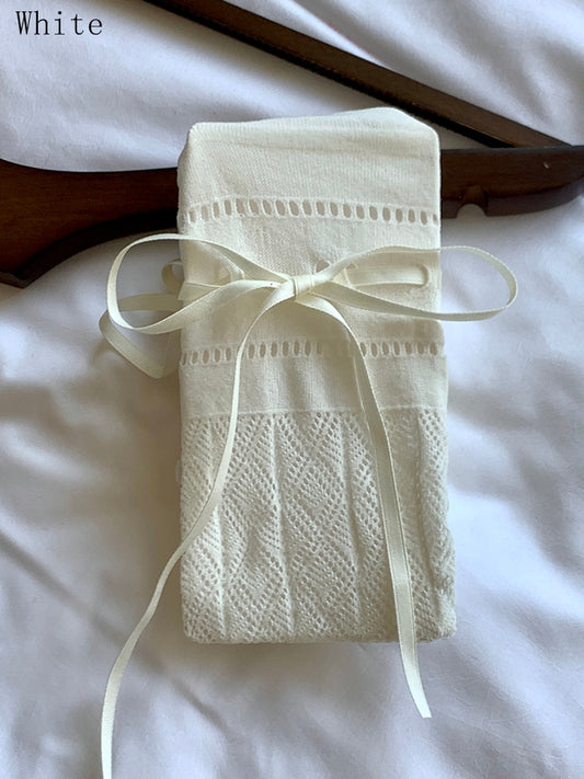 6 Color Options Self-tie Strap Diamond Pattern Over-knee Stockings