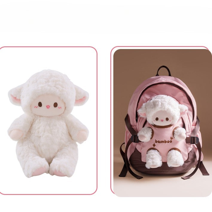 Pink&Brown Cut-out Design Backpack With 5 Options Detachable Plushie
