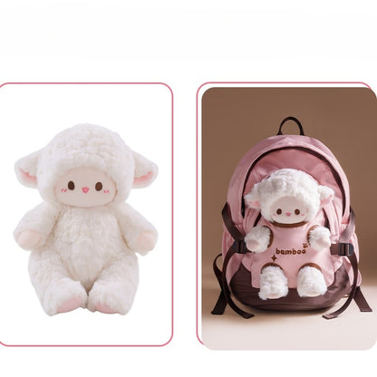 Pink&Brown Cut-out Design Backpack With 5 Options Detachable Plushie