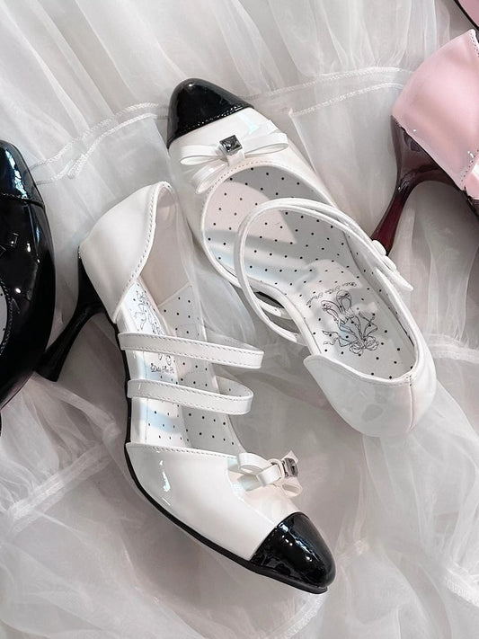 Black and White Chocolate Bow at Top Sweet Lolita High Heels