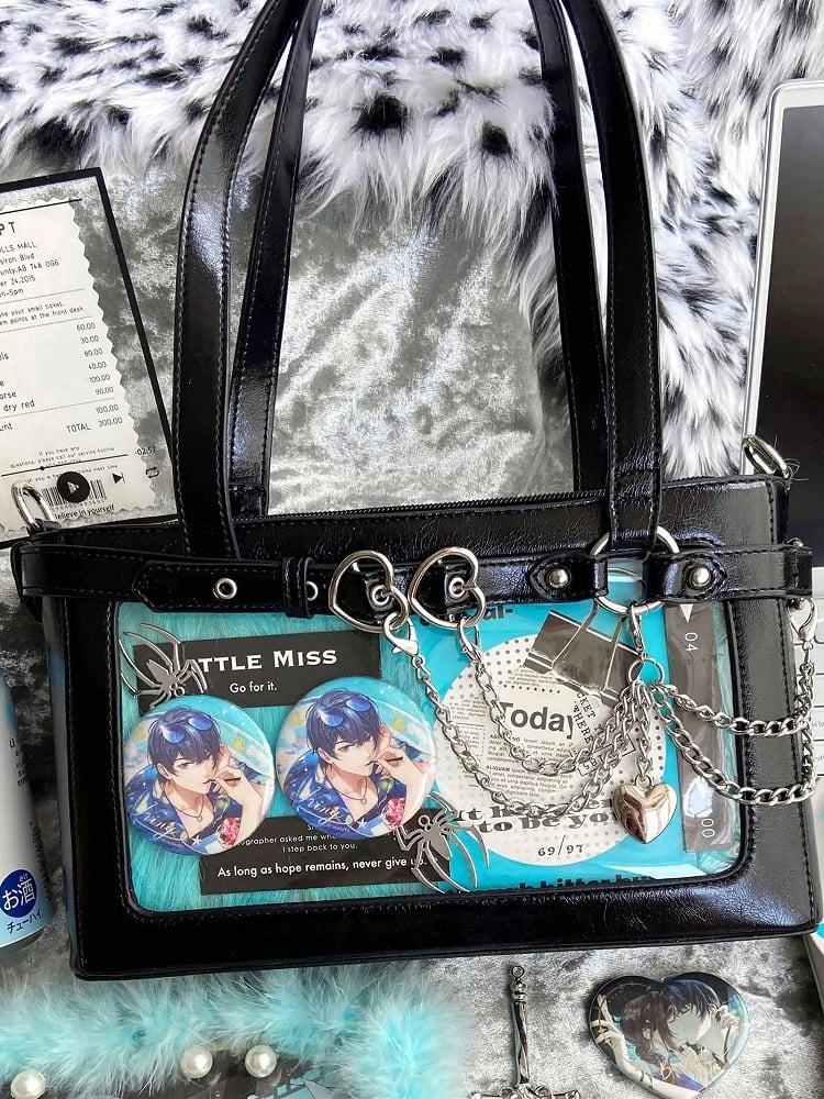 Detachable Chains Black Ita Shoulder Bag