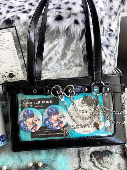 Detachable Chains Black Ita Shoulder Bag