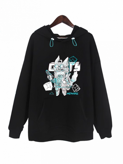 Black/White Cyberpunk Thick Hoodie