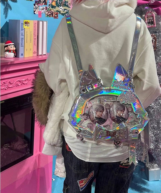 Holographic Silver PU Shoulder Straps