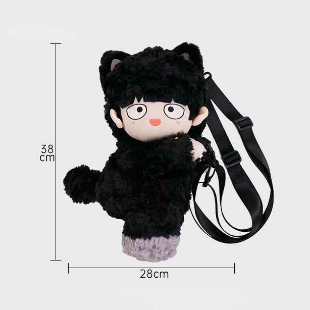 Kawaii Boy In Black Cat Outfit Plush Backpack / Crossbody + 2 Optional Sets