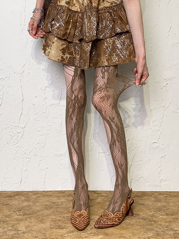 4 Color Options Y2K Cut-out Details Hollow-out Design Tights