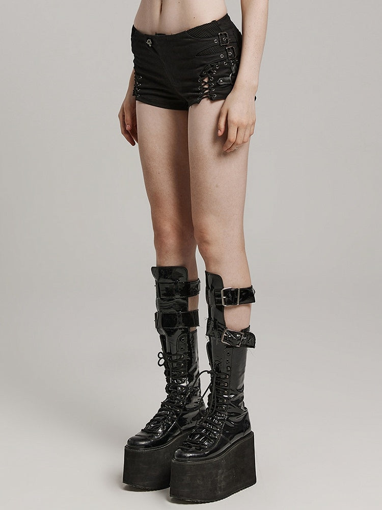 Black Punk Low Waist Shorts