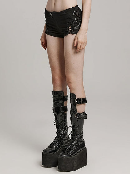 Black Punk Low Waist Shorts