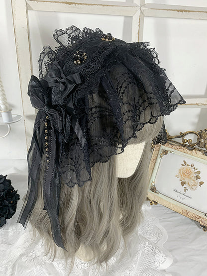 Black/Black and Blue Gothic Elegant Hairband Bead Details