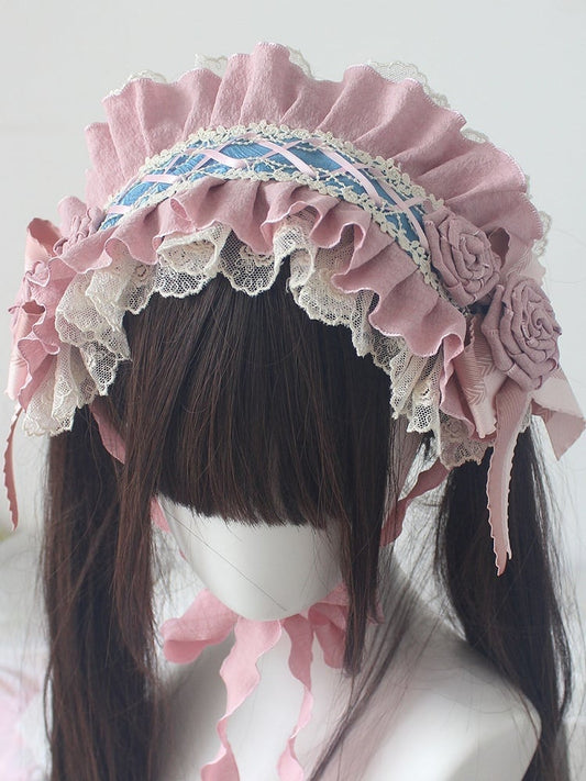 7 Color Options Floral Design Bowknot Details Ruffled Hairband