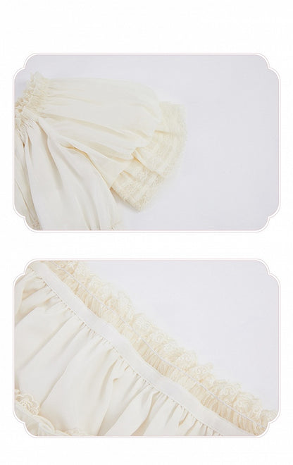 Apricot Ruffle Off-the-shoulder Neckline Blouse