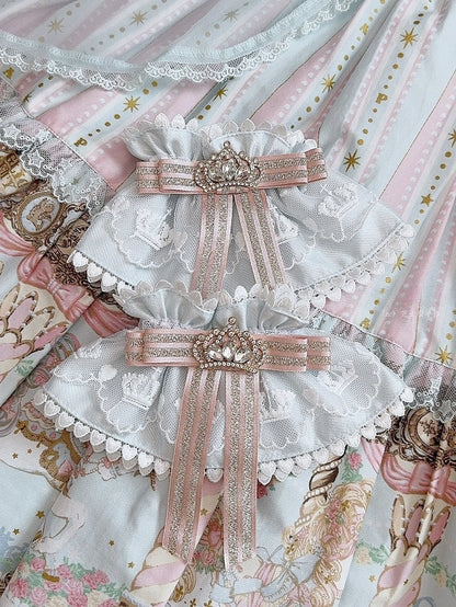 4 Color Options Rhinestone Crown Decorated Bowknot Wrist Cuffs