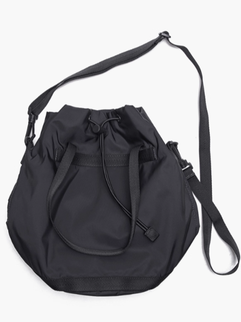 Chic Black Drawstring Bucket Bag With Large Capacity