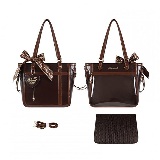 Brown Bowknot and Heart-shaped Charm Ita Bag