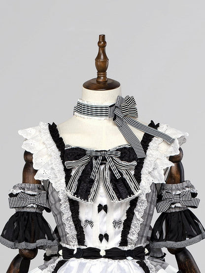 Stripes and Plaid Pattern Bowknot Choker