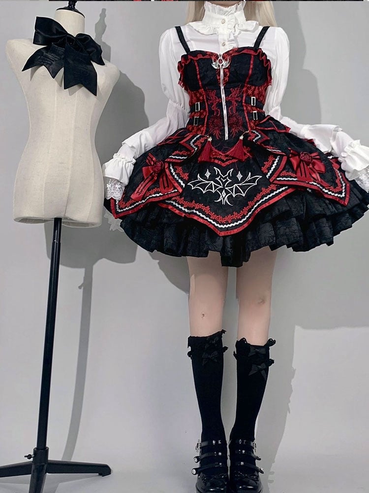 White Ruffle Neckline Gothic Bell Sleeves Shirt