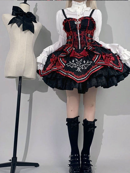 White Ruffle Neckline Gothic Bell Sleeves Shirt