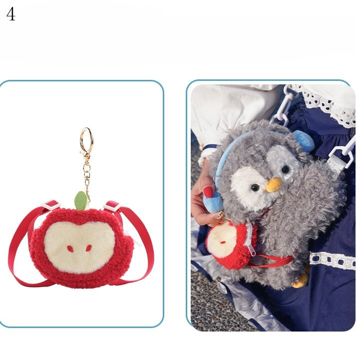 Light Gray Cute Penguin Plush Backpack/Crossbody Bag + 4 Options Keychain Middle/Large Size