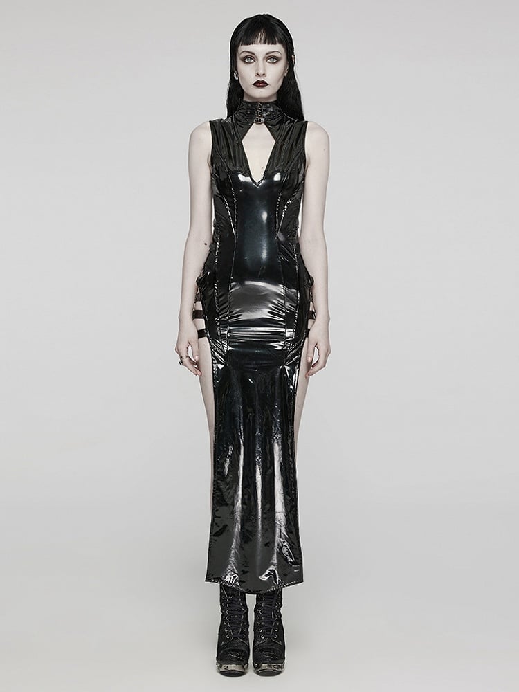 Black Sexy Punk Slit Dress